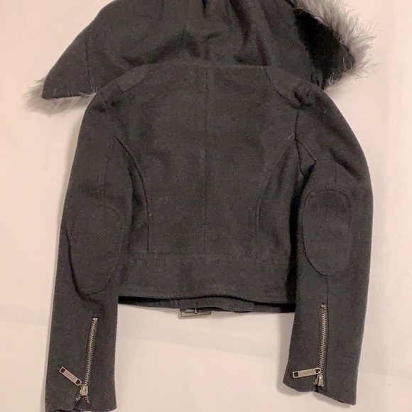 Cropped Wool Blend Hooded Moto Jacket size Small 7-8 - Picture 6 of 10